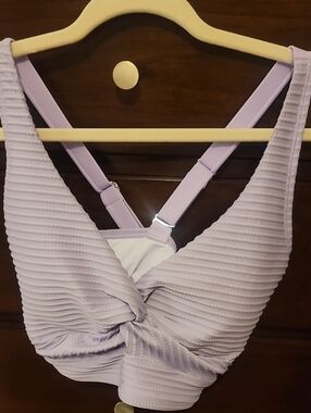 NWOT Womens Cupshe 2 Piece Lavender Ribbed Bikini Set With High Waist Bottoms